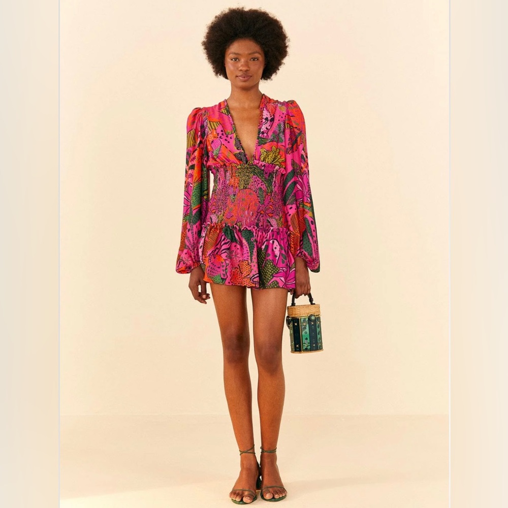 FARM Rio Pink Cool Leopards Lenzing™ Ecovero™ Viscose Mini Dress - NWOT